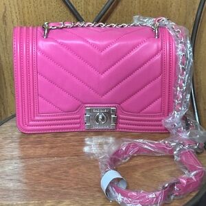 Badgley Mischka Fuchsia Quilted Crossbody Bag